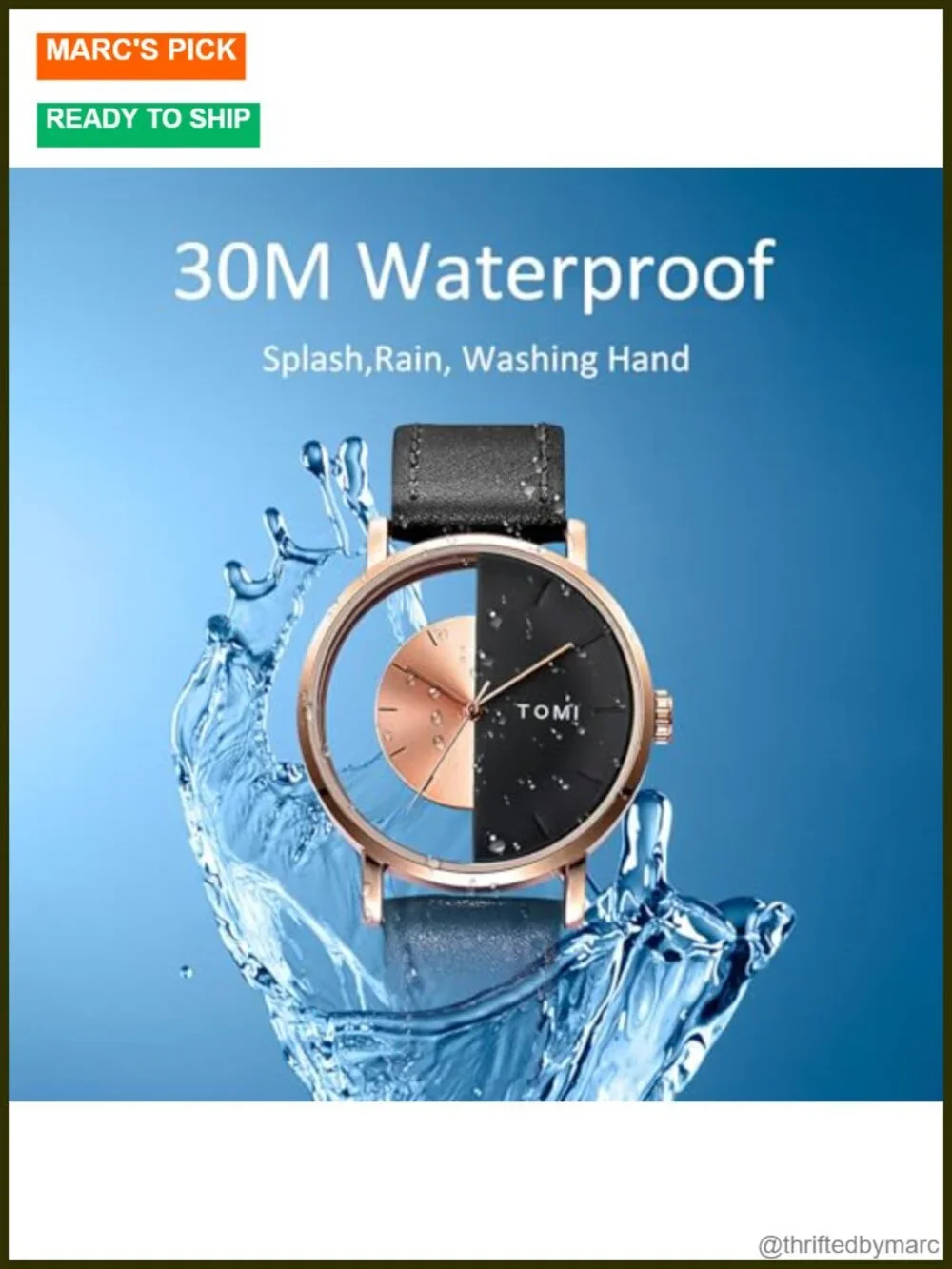 Half-Hollowed Transparent Dial Quartz Watch with Leather Band Waterproof Casual